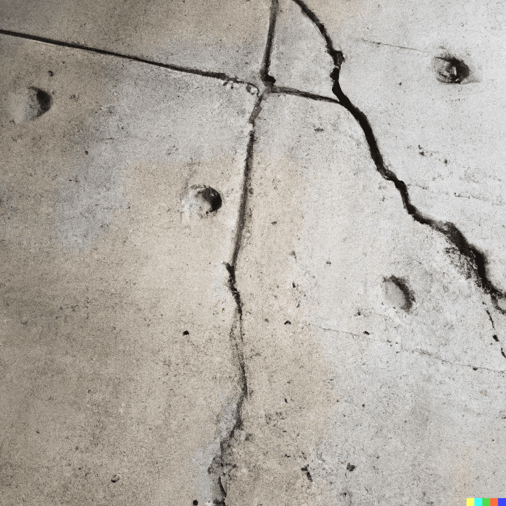 Cement basement floor with cracks and weak spots
